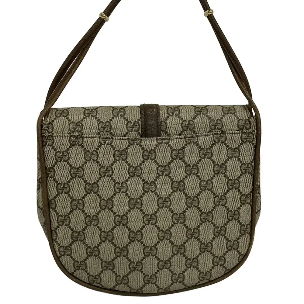 Gucci Old Gucci Shoulder Bag Beige Dark Brown PVC Leather - Picture 3 of 14